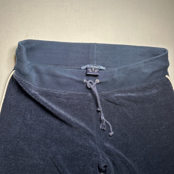 Vintage Y2K Ralph Lauren Golf Velour Track Pants XS Navy Blue‎ Stripe - Picture 2 of 14